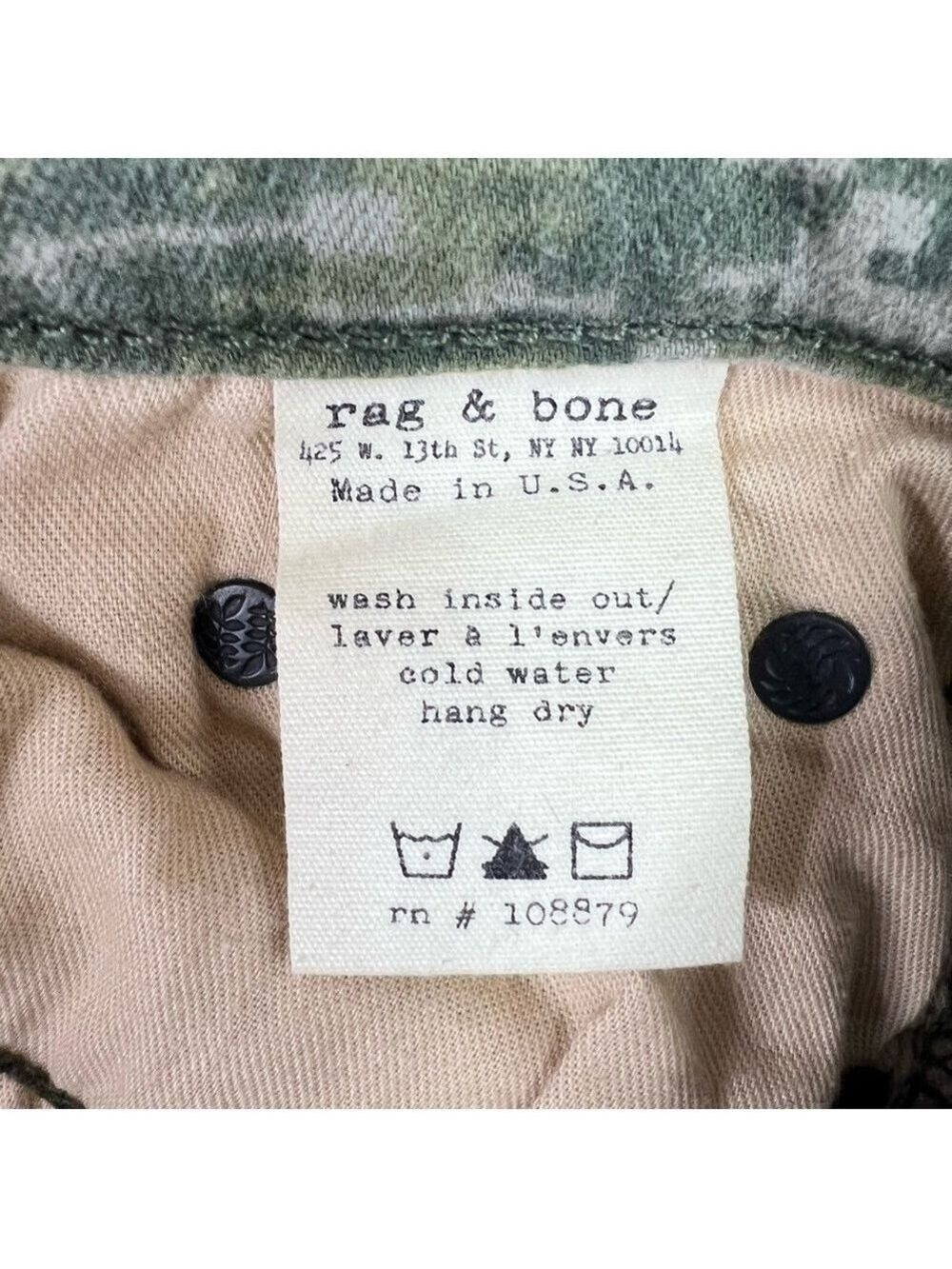 Rag & Bone Skinny Ankle Jeans Size 24 Green Camo Low Rise - Picture 11 of 14